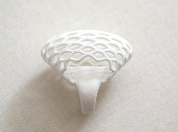 Globe Ring (US size 6.5) in White Processed Versatile Plastic