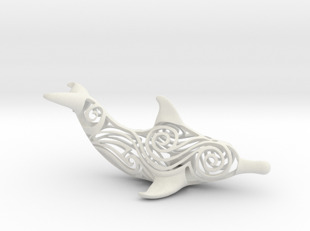 Tribal Dolphin  in White Natural Versatile Plastic