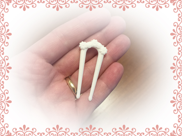 Hairfork Flower Arch 4cm hair fork in White Processed Versatile Plastic