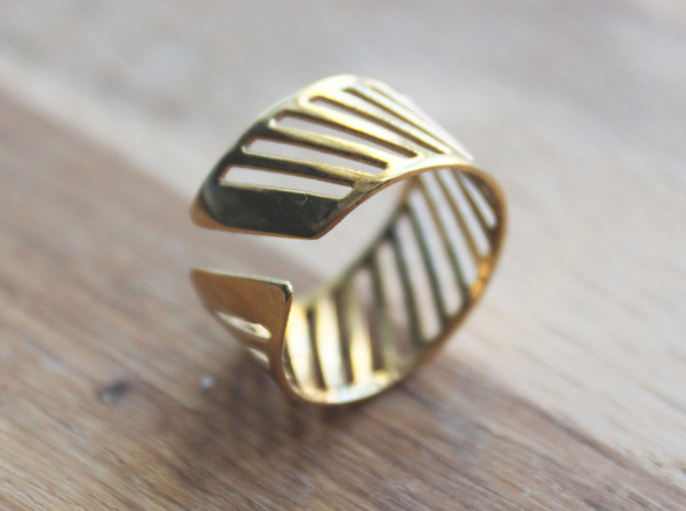 Shutter Ring - Size 8 in Polished Brass