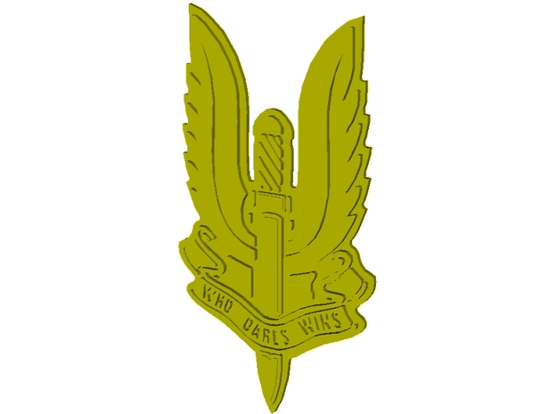 British SAS 22nd regiment "Who Dares Wins" badge in Tan Fine Detail Plastic