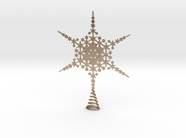 Sparkle Snow Star - Fractal Tree Top - HP2 - L in Polished Gold Steel