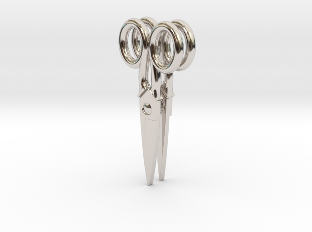 Scissor Earrings in Rhodium Plated Brass