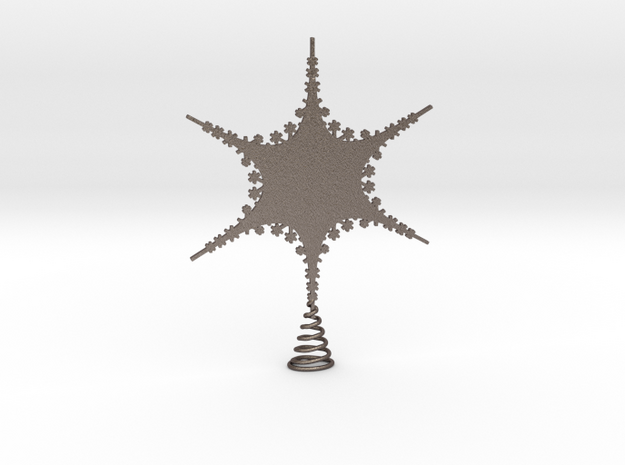 Sparkle Snow Star 2 - Tree Top Fractal - M in Polished Bronzed Silver Steel
