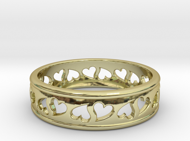 Size 7 Hearts Ring B in 18k Gold Plated Brass