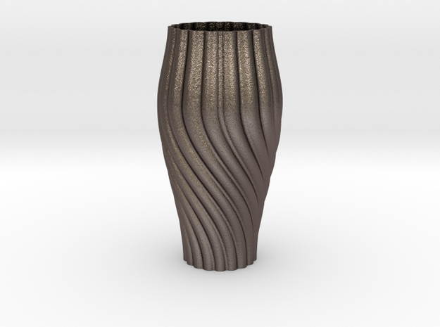 Parametric Vase  in Polished Bronzed Silver Steel