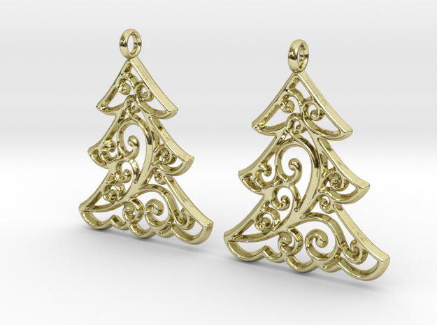 Christmas Tree Earrings in 18k Gold Plated Brass