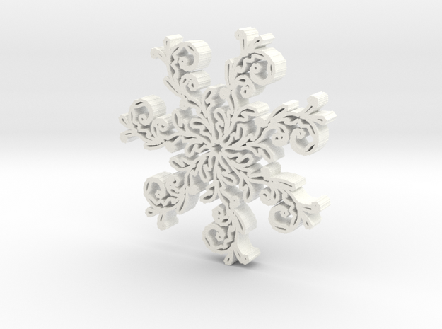 Snowflake2b in White Processed Versatile Plastic