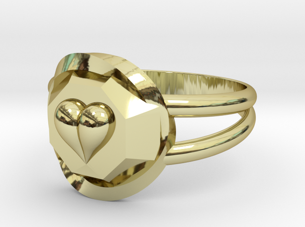 Size 7 Diamond Heart Ring F in 18k Gold Plated Brass