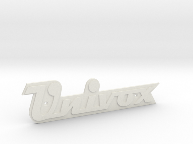 UNIVOX Cabinet/Case Badge in White Natural Versatile Plastic