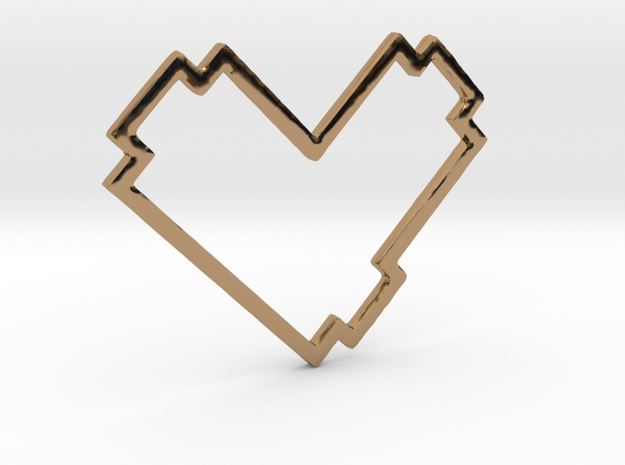 Pixel Heart Pendent - Diva Style - 1 INCH in Polished Brass