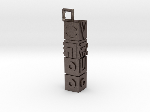Monument Valley Totem Keychain in Polished Bronzed Silver Steel