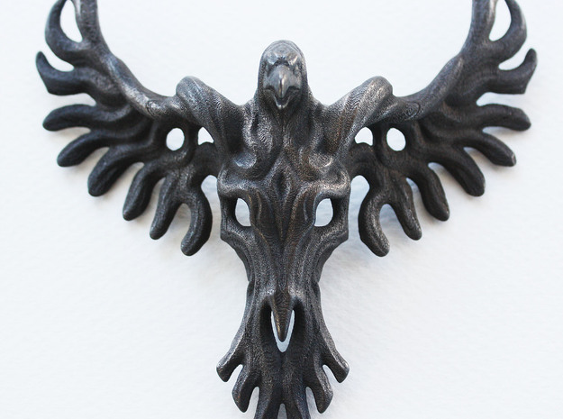 Rebirth Phoenix & Bull Skull Pendant: Large