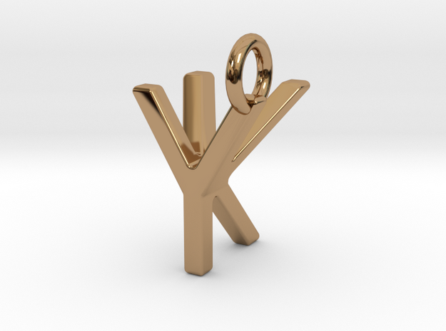 Two way letter pendant - KY YK in Polished Brass