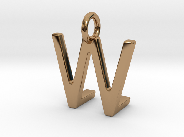 Two way letter pendant - LW WL in Polished Brass