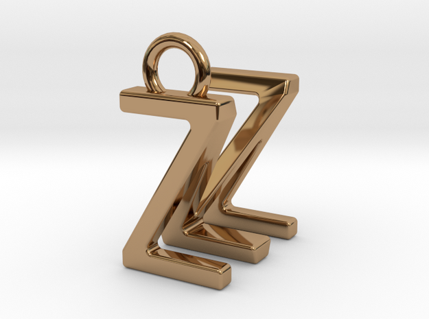 Two way letter pendant - MZ ZM in Polished Brass