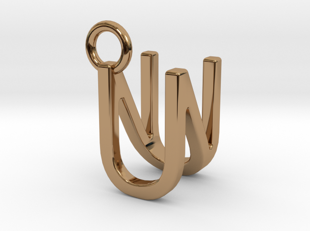 Two way letter pendant - NU UN in Polished Brass