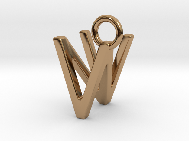 Two way letter pendant - NV VN in Polished Brass
