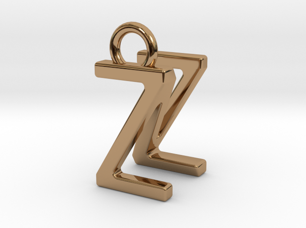 Two way letter pendant - NZ ZN in Polished Brass