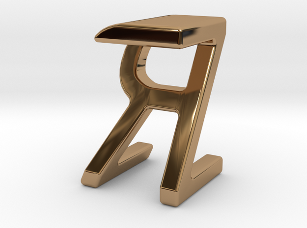 Two way letter pendant - RZ ZR in Polished Brass