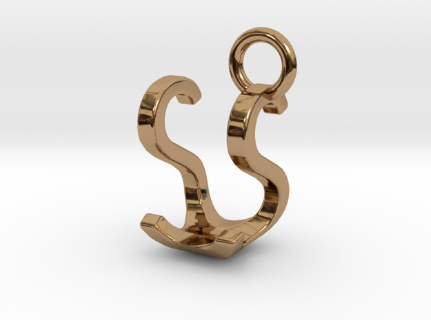 Two way letter pendant - SU US in Polished Brass