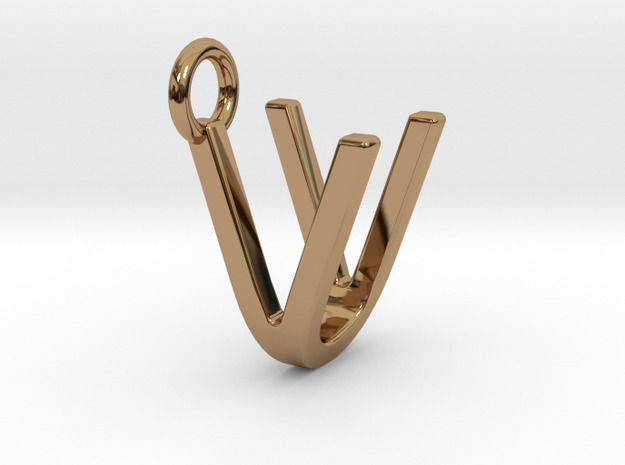 Two way letter pendant - UV VU in Polished Brass
