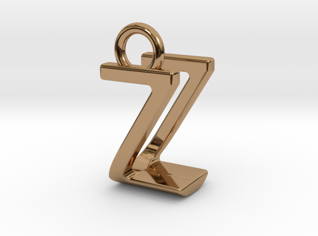 Two way letter pendant - UZ ZU in Polished Brass