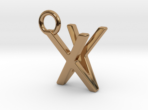 Two way letter pendant - VX XV in Polished Brass