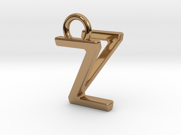 Two way letter pendant - VZ ZV in Polished Brass