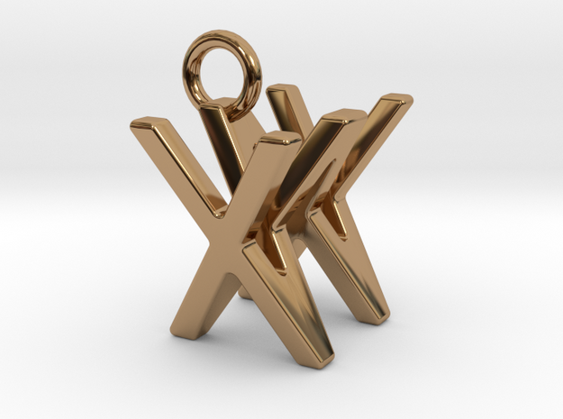 Two way letter pendant - WX XW in Polished Brass