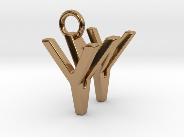 Two way letter pendant - WY YW in Polished Brass
