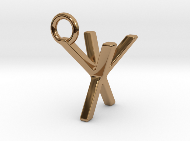 Two way letter pendant - XY YX in Polished Brass