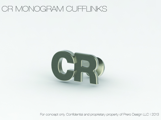 Monogram Cufflinks CR in Polished Bronzed Silver Steel