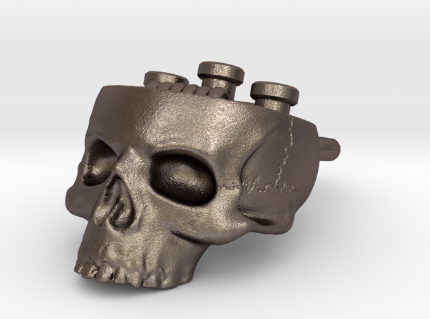 Hollow Skull Atty Pendant - Steel Now Available in Polished Bronzed Silver Steel