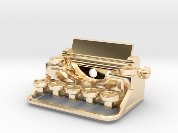 Typewriter Pendant in 14k Gold Plated Brass