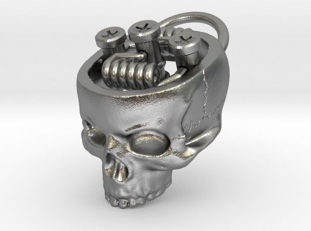 Hollow Skull RDA Pendant in Natural Silver