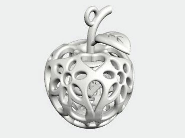 Apple Heart Ornament in White Processed Versatile Plastic