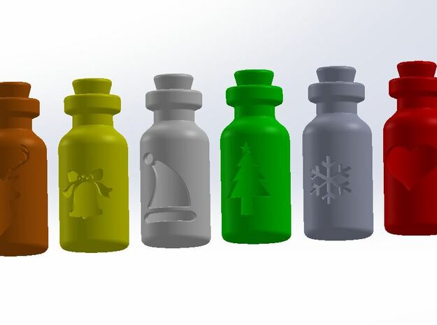 Small Bottle (snowflake) in White Processed Versatile Plastic