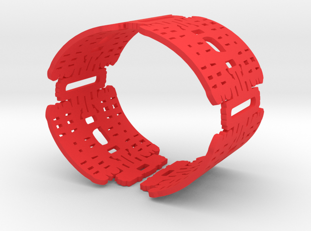 Primitive Grid Cuff in Red Processed Versatile Plastic