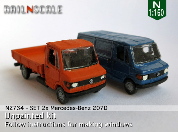 SET 2x Mercedes-Benz 207D (N 1:160) in Tan Fine Detail Plastic
