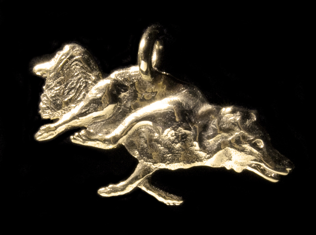Agility Dog Pendant 1.17 " (2.98cm) Border Collie. in 18k Gold Plated Brass