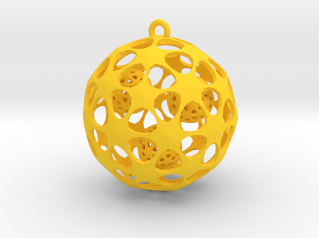 Hadron Ball - 4cm in Yellow Processed Versatile Plastic