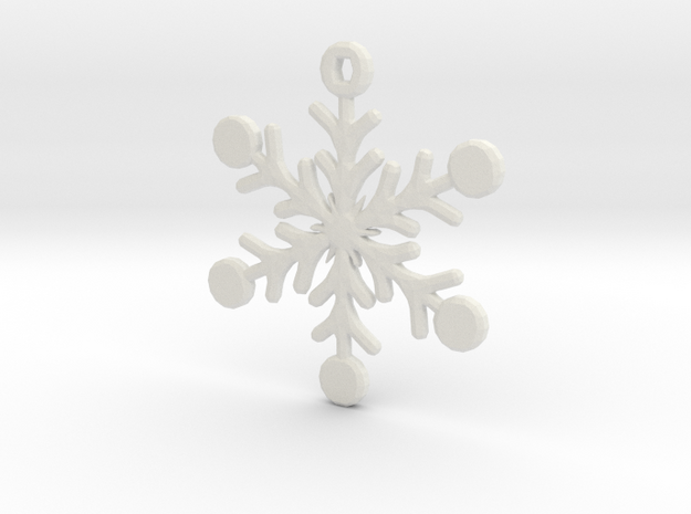 Snowflake Earring/Pendant in White Natural Versatile Plastic