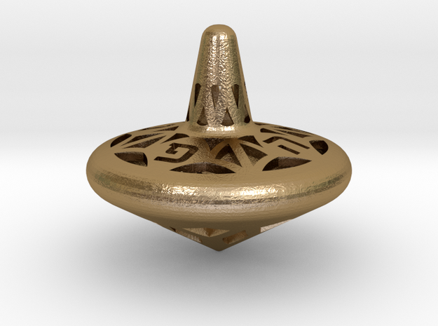 Spinning Top - NGHP - Large in Polished Gold Steel