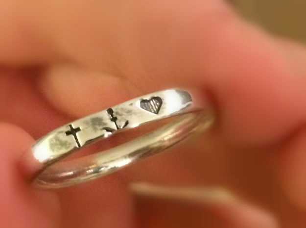 Faith Hope Love in Polished Silver