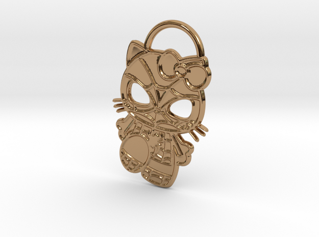 Hello Spider-Kitty Keychain in Polished Brass