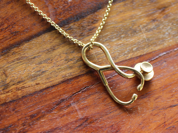 Stethoscope Pendant in 18k Gold Plated Brass