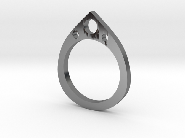 Teardrop Ring in Fine Detail Polished Silver