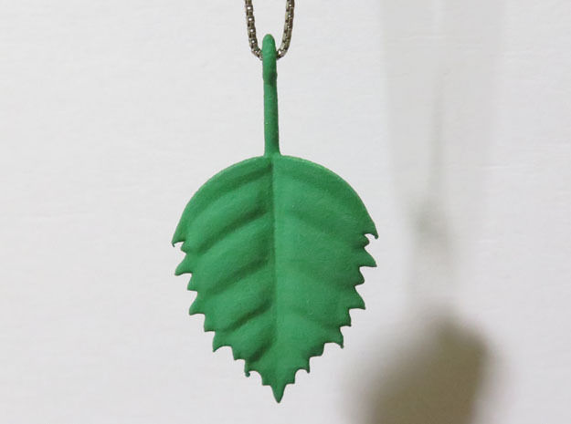 Birch Leaf Pendant in Green Processed Versatile Plastic