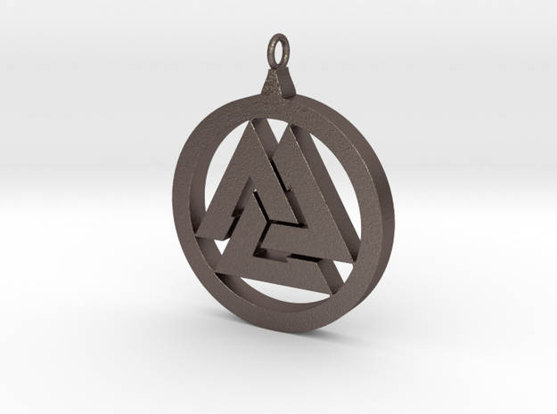 Part-Closed Tri-Pendant in Polished Bronzed Silver Steel